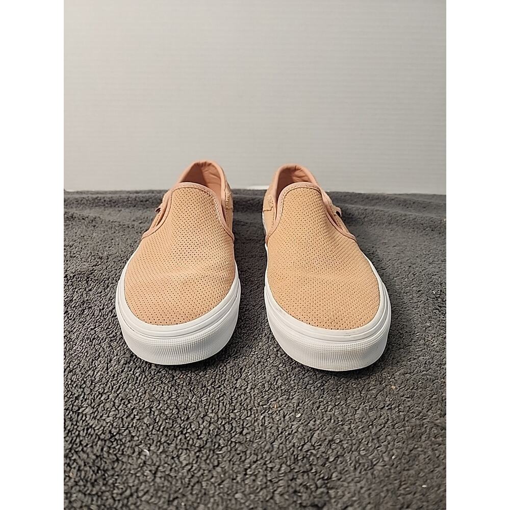Vans Asher Deluxe Slip On Shoes Womens Size 7 Rose Perforated Suede Sneaker